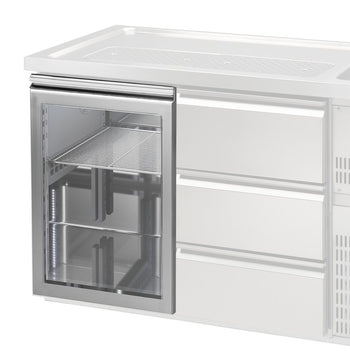 Szklane drzwi do barowych stołów chłodniczych - zawias po lewej stronie - Prime Gastro