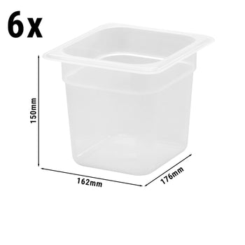 (6 sztuk) CAMBRO | Pojemniki GN z polipropylenu 1/6 – mleczne – wysokość: 150 mm - Prime Gastro