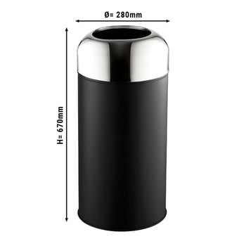 Pojemnik na odpady do użytku wewnątrz & na zewnątrz - 40 litrów - Czarny/Chrom - Prime Gastro
