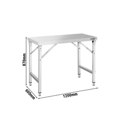 Stół roboczy ze stali nierdzewnej - składany - 1200x600 mm