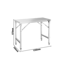 Stół roboczy ze stali nierdzewnej - składany - 1200 x 700 mm