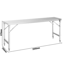 Stół roboczy ze stali nierdzewnej - składany - 2000 x 700 mm