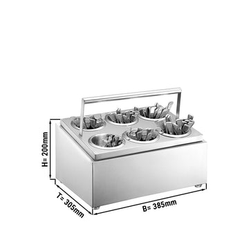 Pojemnik na sztućce - na 6 sztućców - z uchwytem do przenoszenia - Prime Gastro