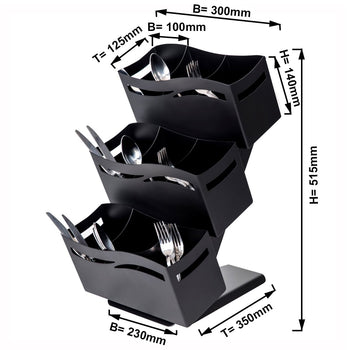 Stojak na sztućce - z 3 półkami - czarna - Prime Gastro