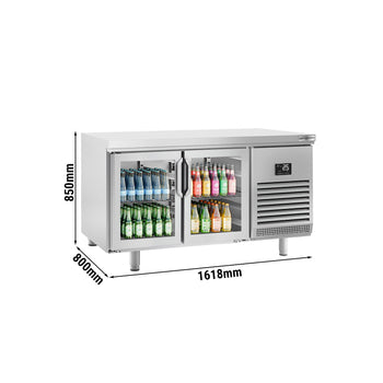 Stół chłodniczy PREMIUM PLUS - 1618x800 mm - z 2 szklanymi drzwiami - Prime Gastro