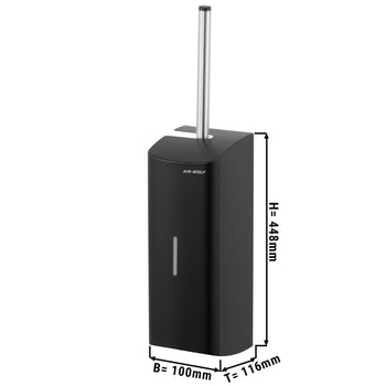 AIR-WOLF | Uchwyt na szczotkę WC z zamkniętym panelem przednim - stal nierdzewna matowa czarna - Prime Gastro