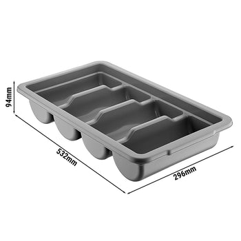 Pojemnik na sztućce z 4 przegrodami - szary - Prime Gastro