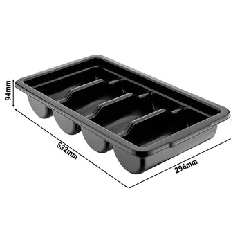 Pojemnik na sztućce z 4 przegrodami – czarny - Prime Gastro