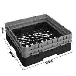 CAMBRO | CAMRACK® - Podstawowy kosz zlewozmywakowy 1/1 - z 2 przedłużkami - 500x500mm - Czarny