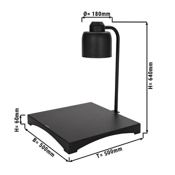 Lampa grzewcza do bufetu – 250 W – kwadratowa – czarna - Prime Gastro