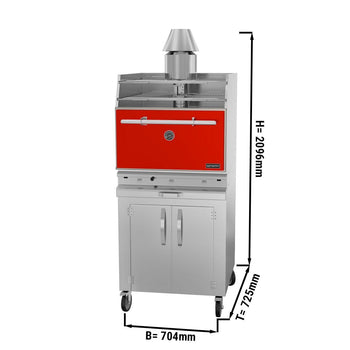 Węgiel drzewny - Piekarnik z grillem na węgiel drzewny - Czerwony