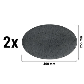 (2 sztuki) SELTMENN WEIDEN | Talerz głęboki – 400 x 255 mm – antracytowy - Prime Gastro