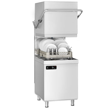 Zmywarka kapturowa - 6,52 kW - z detergentem, nabłyszczaczem & pompą spustową