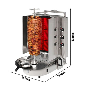 Grill gazowy do gyrosa/kebaba - ze szkłem ROBAX® - 6 palników - maks. 60 kg - Prime Gastro