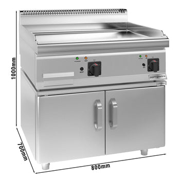 Elektryczna płyta grillowa - 7,1 kW - Gładka - włącznie z podstawą z 2 drzwiczkami - Prime Gastro