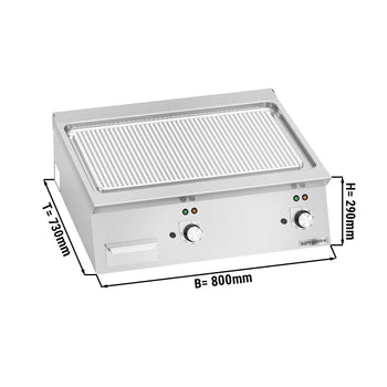 Elektryczna płyta grillowa - 9,6 kW - Ryflowana - Prime Gastro
