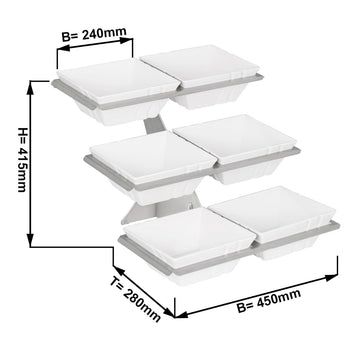 Etażerka/ stojak bufetowy - włącznie z 6 miskami melaminowymi - kwadratowy - Prime Gastro