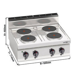 Kuchenka elektryczna - 10,4 kW - 4 płyty okrągłe