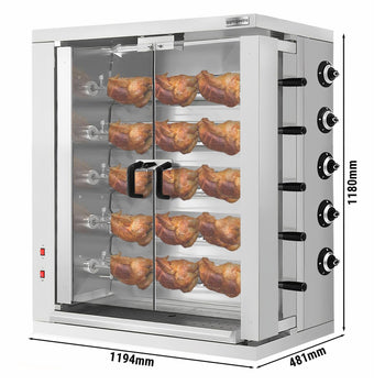 Elektryczny grill do kurczaka - 16,5 kW - z 5 szpikulcami do 30 kurczaków - Prime Gastro