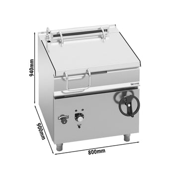 Elektryczna patelnia przechylna do smażenia - 80 litrów - 9,6 kW - z kółkiem ręcznym - Prime Gastro