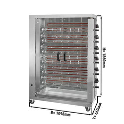 Elektryczny grill do kurczaka ECO - 28,8 kW - z 11 szpikulcami na 66 kurczaków