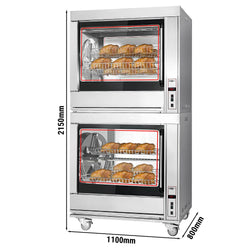 Elektryczny obrotowy grill do kurczaków - 20kW - z 14 obrotowymi koszami na 84 kurczaki
