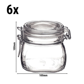 (6 sztuk) Słoik do konserwowania Bormioli Rocco - DUBLIN - 500ml - z uchylną pokrywką - Prime Gastro