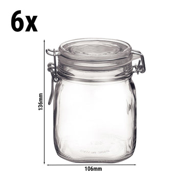 (6 sztuk) Słoik do konserwowania Bormioli Rocco - DUBLIN - 750ml - z uchylną pokrywką - Prime Gastro