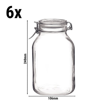 (6 sztuk) Słoik do konserwowania Bormioli Rocco - DUBLIN - 1,5 litra - z uchylną pokrywką - Prime Gastro