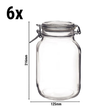 (6 sztuk) Słoik do konserwowania Bormioli Rocco - DUBLIN - 2 litry - z uchylną pokrywką - Prime Gastro