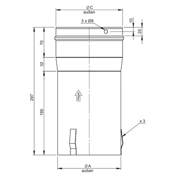 Gniazdo wtykowe / adapter do nasady komina - Ø 180 mm - Prime Gastro