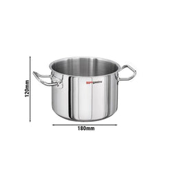 Garnek do mięsa - Ø 180 mm - wysokość: 120 mm - stal nierdzewna - nadaje się do indukcji