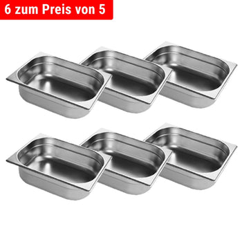 (6 sztuk) Pojemniki GN z nierdzewnej stali 1/2 - wysokość: 100 mm - Prime Gastro