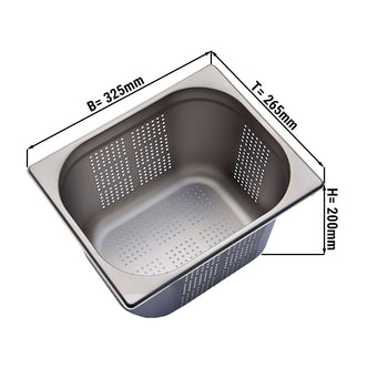 GN 1/2 Pojemnik - perforowany - głębokość: 200 mm - Prime Gastro