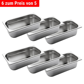 (6 sztuk) Pojemnik ze stali nierdzewnej GN 1/3 - Wysokość: 100 mm - Prime Gastro