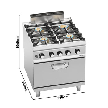 Kuchenka gazowa - 28 kW - 4 palnikowa - z piekarnikiem gazowym - 7,8 kW - Prime Gastro