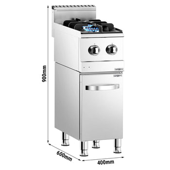 Kuchenka gazowa - 6,5 kW - 2 palnikowa - z szafką dolną - Prime Gastro