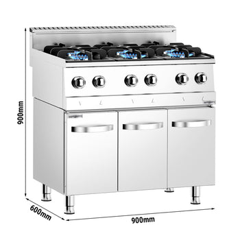 Kuchenka gazowa - 19,5 kW - 6 palnikowa - z szafką dolną - Prime Gastro