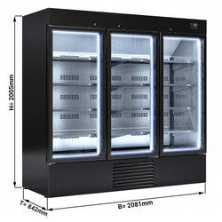 Witryna chłodnicza naścienna - 2080 mm - 2030 litrów - z oświetleniem LED, szklanymi drzwiami & 4 półkami