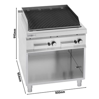 Grill gazowy z kamienia lawowego - 18 kW - Ruszt żeliwny - Prime Gastro