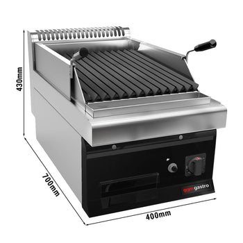 Grill gazowy z kamienia lawowego - 7 kW - Uchylny ruszt grillowy - Prime Gastro