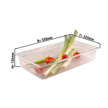 Pojemnik z poliwęglanu GN 1/1 - przezroczysty - głębokość: 150 mm - Prime Gastro