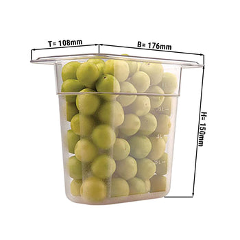 Pojemnik polipropylenowy GN 1/9 - przeźroczysty - głębokość 150mm - Prime Gastro