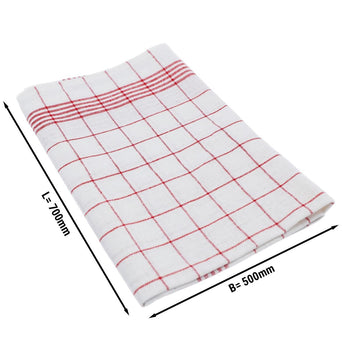 (10 sztuk) Ściereczka kuchenna – 50 x 70 cm – czerwona w kratkę