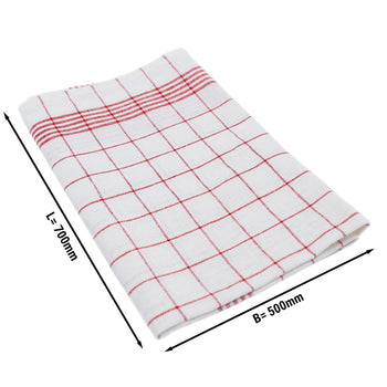 (200 szt.) Ściereczka do naczyń - 50 x 70 cm - czerwona kratka - Prime Gastro