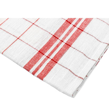 (12 szt.) Ściereczka do szkła wykonana z lnu & bawełny - 650x650mm - czerwona / biała - Prime Gastro