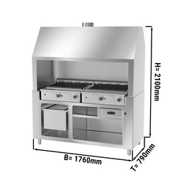 Grill gazowy - 1,76m - wygląd stal nierdzewna