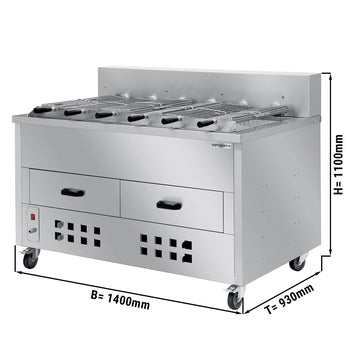 Grill węglowy / opiekacz do kurczaka - 1400 mm - z 6 szpikulcami - Prime Gastro