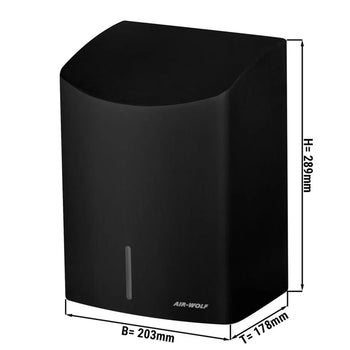 AIR-WOLF | Suszarka do rąk z czujnikiem podczerwieni - ABS matowy czarny - Prime Gastro