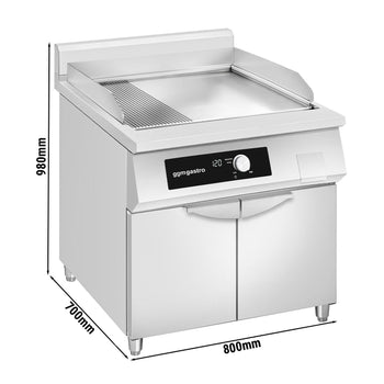 Indukcyjna płyta grillowa - 10 kW - Gładka i Ryflowana - Prime Gastro